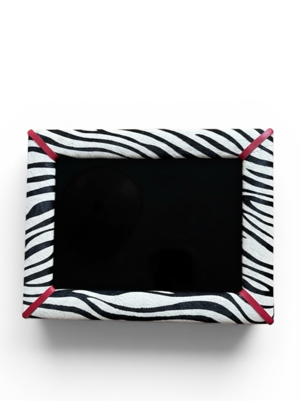 J McLaughlin Pony Hair Leather Picture Frame, Black Cream Zebra Print 5X7” Photo
